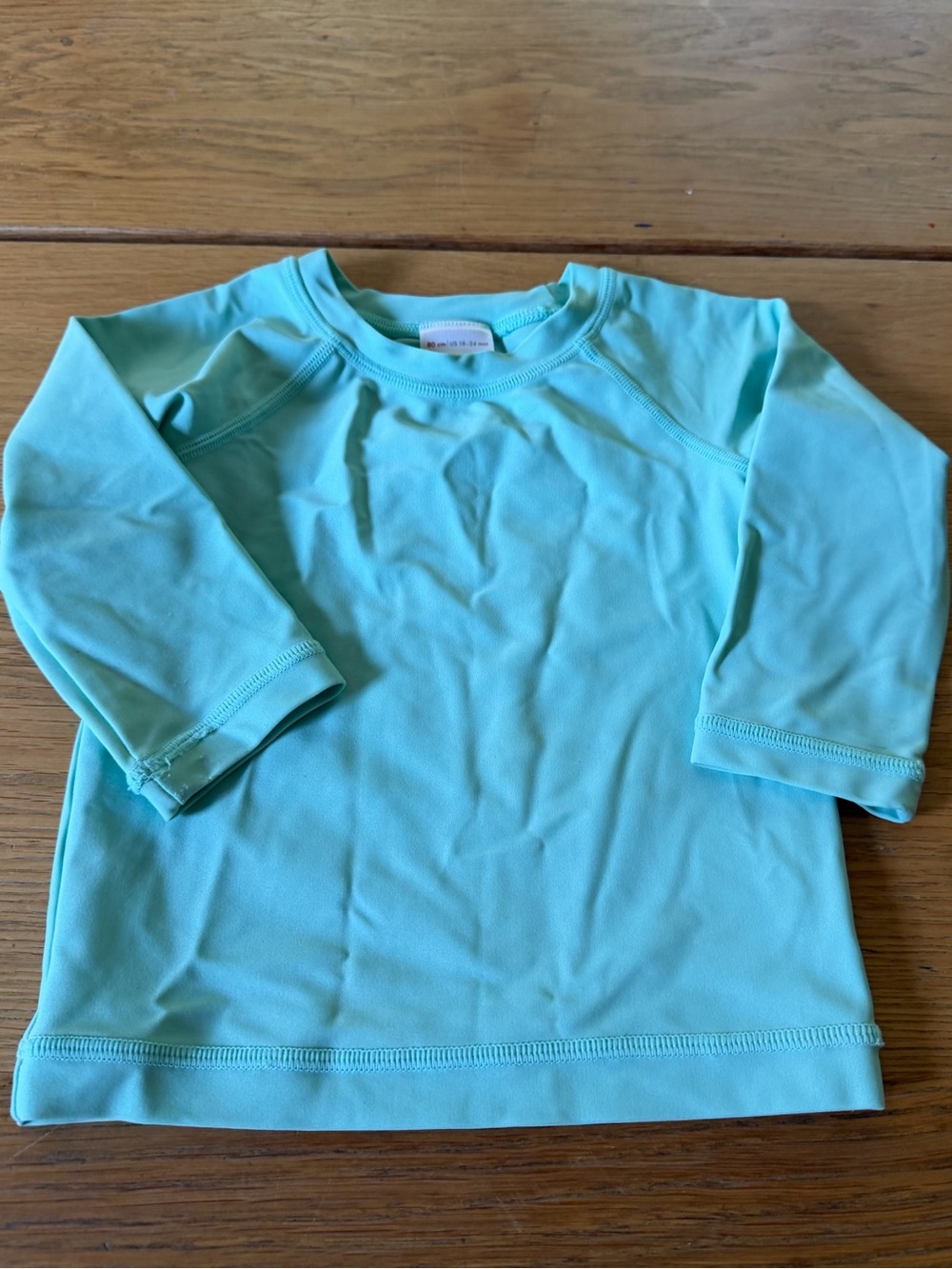 Hanna Andersson Light Teal Long-Sleeve Rash Guard Swim Top